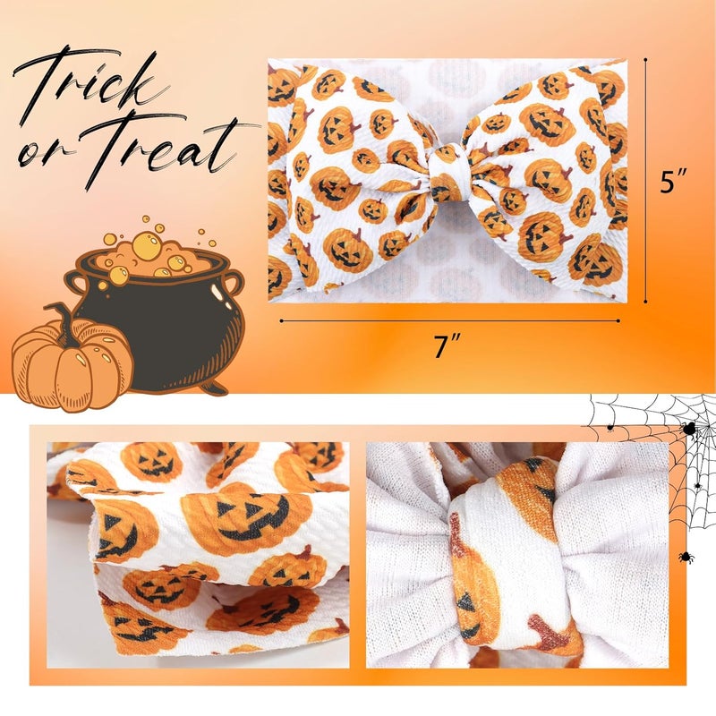 ONENINEDREAM Thanksgiving Headbands Baby Bows Pumpkin Headband Hair Accessories for Girls Nylon Headbands for Toddler Girls Orange Black Newborn Hair Bows - Image 4